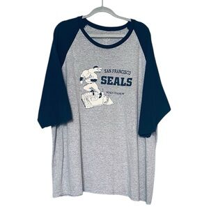 San Francisco Seals Raglan T-Shirt EFF Ebbets Field Flannels Brand  Size 3X - 5X